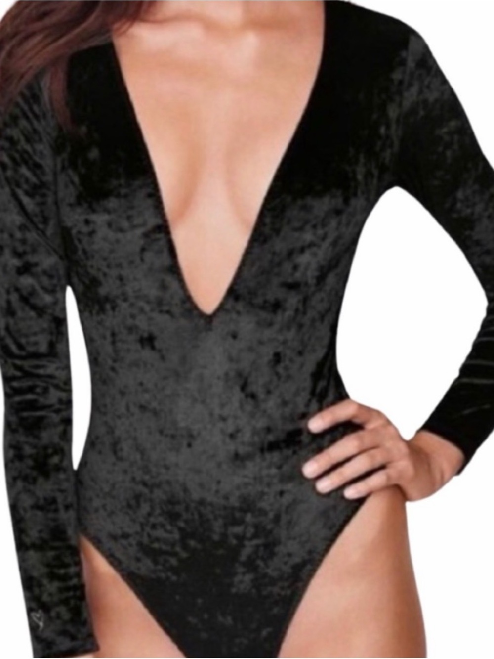 NWOT Vintage Victoria's Secret Crushed Velvet Plunge Bodysuit